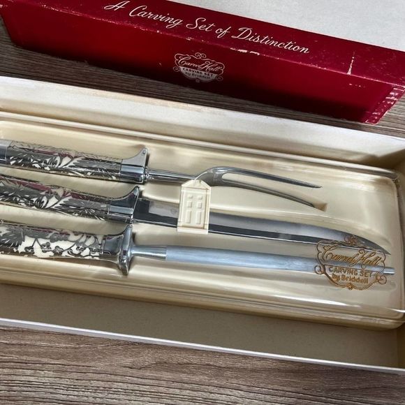Vintage Carving set Carvel Hall by Bridell USA 3 Piece Cutlery Set - Picture 4 of 12